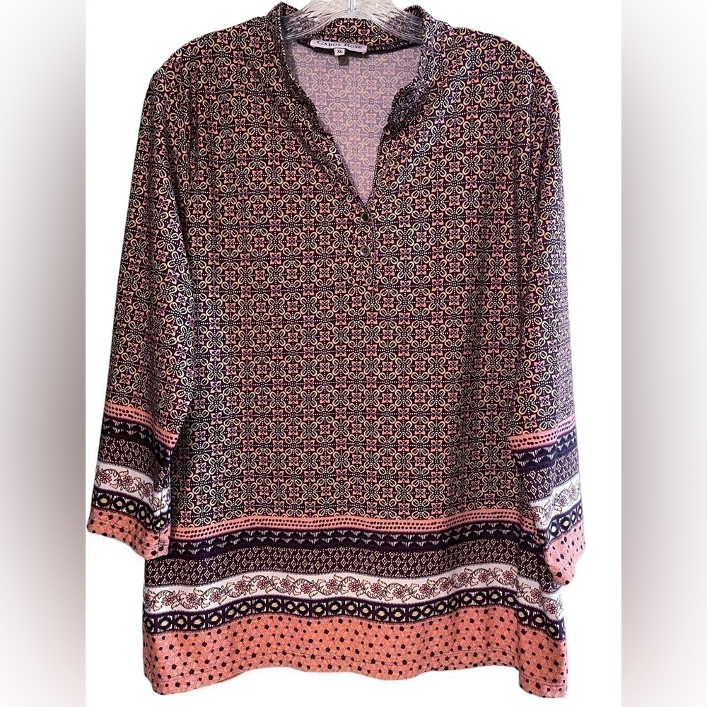 Carol Rose Multicolored Colorblock Tunic Top. Sz XL